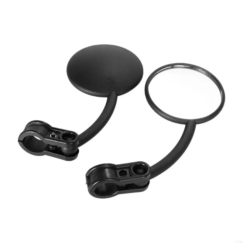 M76E Clip On Round Mirrors Metal Texture  for Motorcycle and Electric Bike Bar Use