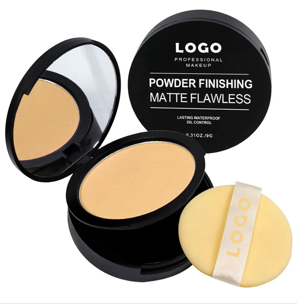 คอนซีลเลอร์เนื้อแป้งอัดแข็ง 22 สี แบรนด์ส่วนตัว โลโก้สั่งทำ ติดทนนาน ปกปิดจุดด่างดำ สิว กันเหงื่อ แพ็คเกจสีดำ เมคอัพวีแกน