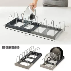 Scalable Pot Lid Holder Kitchen Organizer Pot Cover Storage Rack Pan Shelf Cabinet Drawers Pot Lid Rack Chopping Board Holder