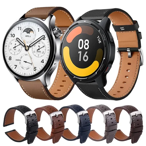 Correas de reloj de 22mm para Xiaomi Mi Watch S1 Active/S1 Pro/S3/S2/Watch Color 2 correa de cuero suave para pulsera Amazfit GTR 4/GTR3 Pro