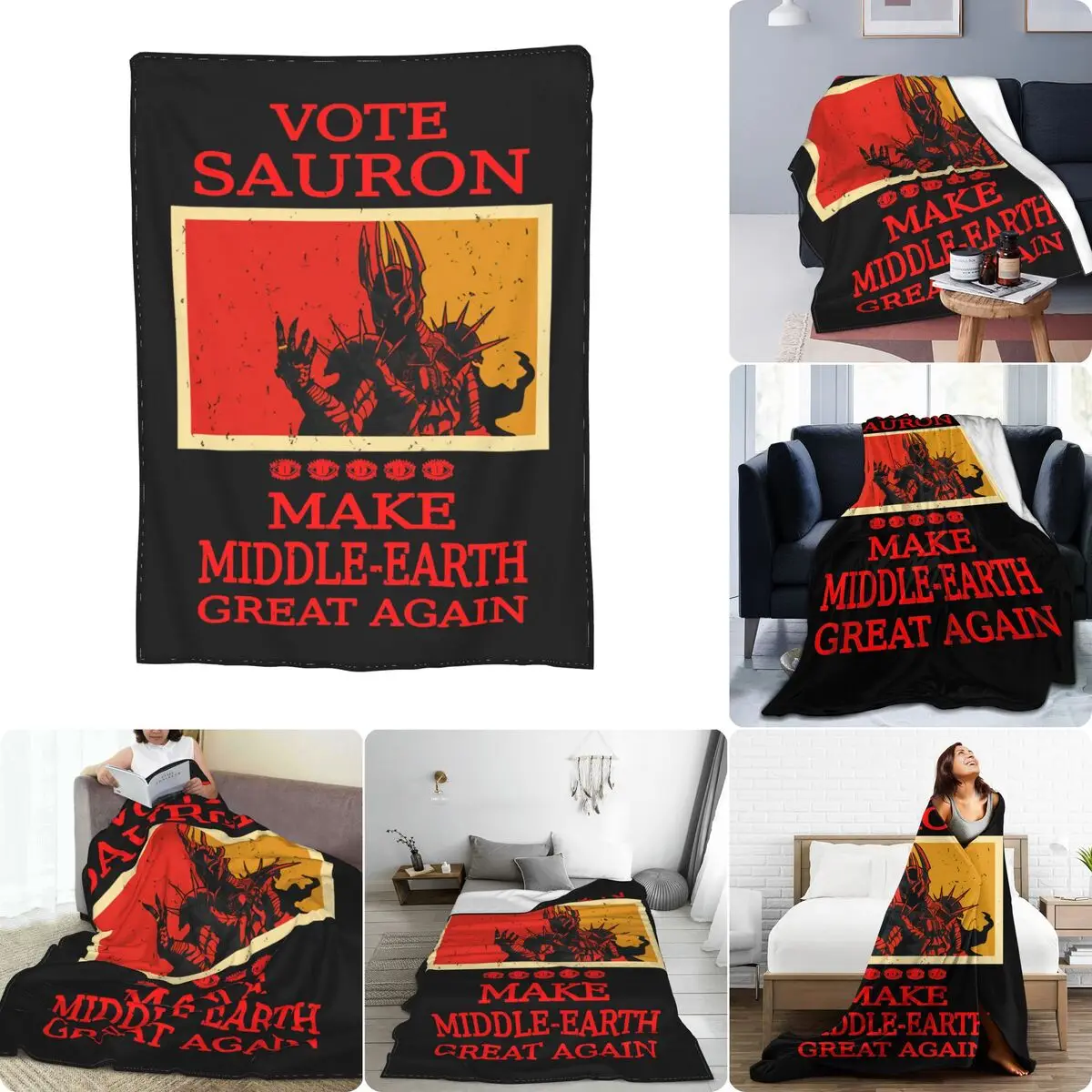 Vote Sauron President Mordor Maga Trump Parody Political Ultra-Soft Micro Fleece Blanket Home Decor