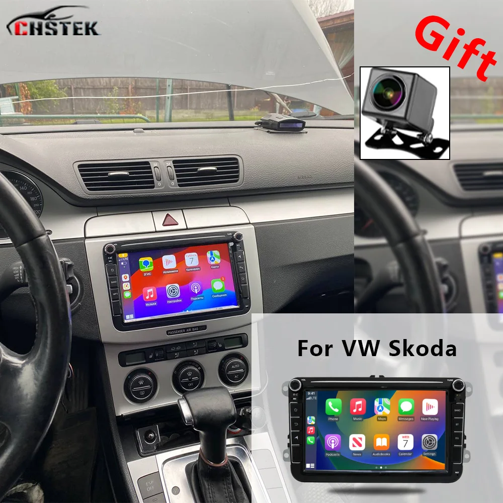 CHSTEK Car Radio For Volkswagen VW Multivan T5 Transporter Skoda Seat Passat Golf Polo Carplay Bluetooth GPS WIFI 4G Android 13