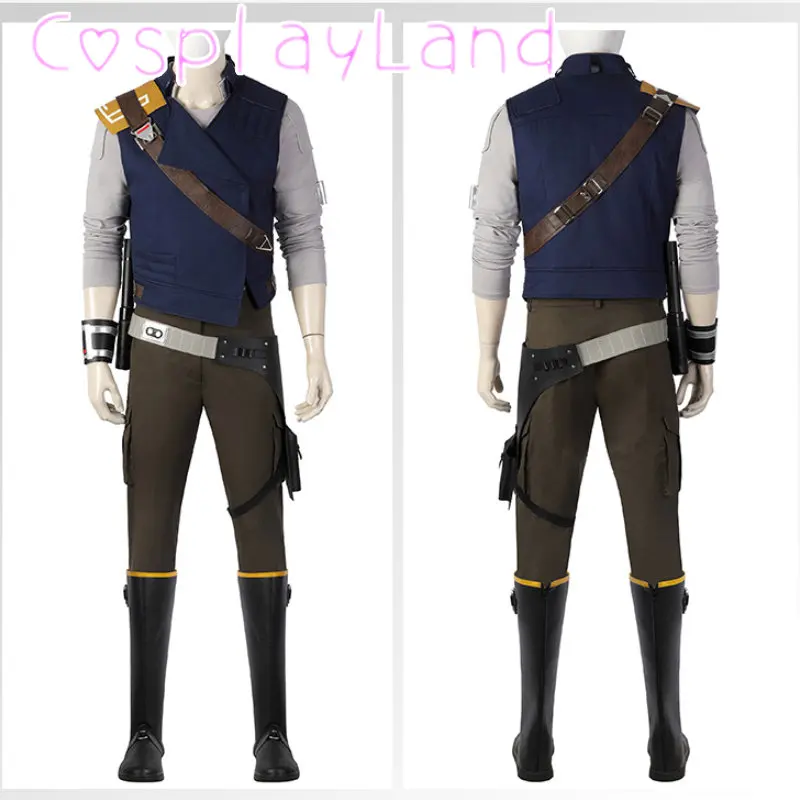 Survivor Cal Kestis Cosplay Costume Halloween Jedi Knight Complete Outfit with Boots Belt Accessories Carnival Men Suit