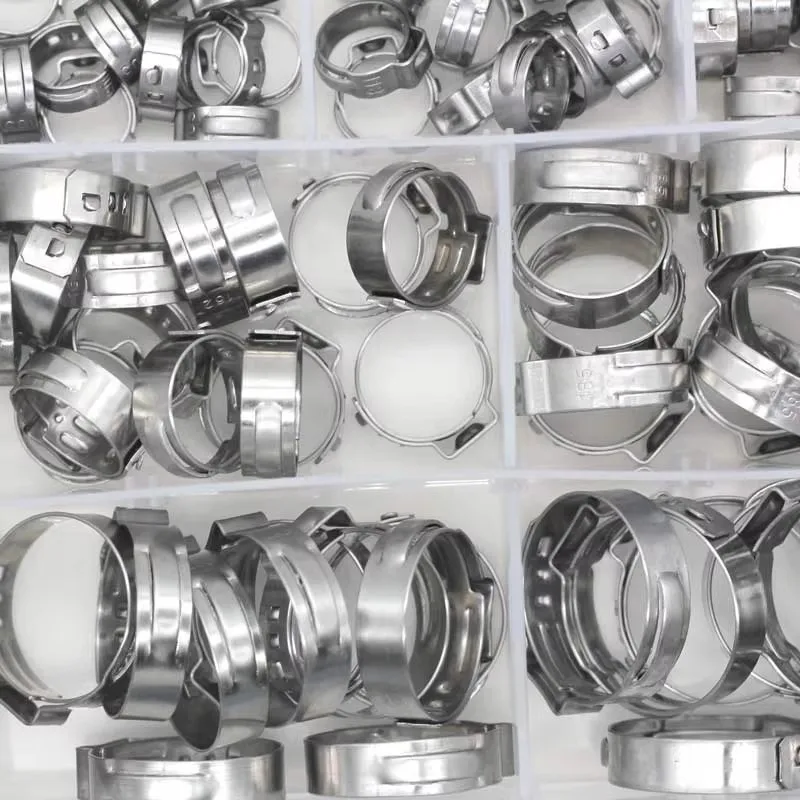 170Pcs 304 Stainless Steel Single Ear Hose Clamp 6mm-25.6mm Oil Pipe/Water Pipe Hose Clamp Suitable for All Types of Hose Seals