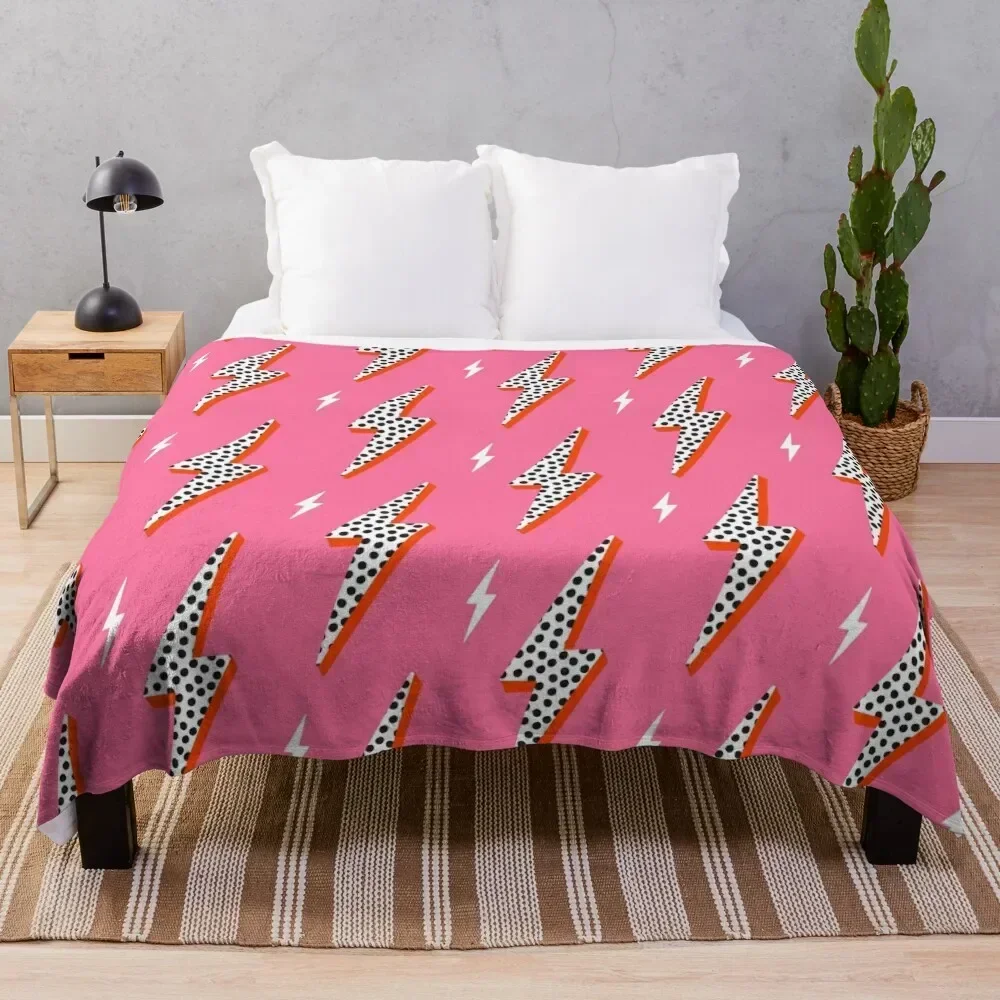 

Lightning bolt thunder flash preppy pink Throw Blanket Cute Plaid Tourist Blankets