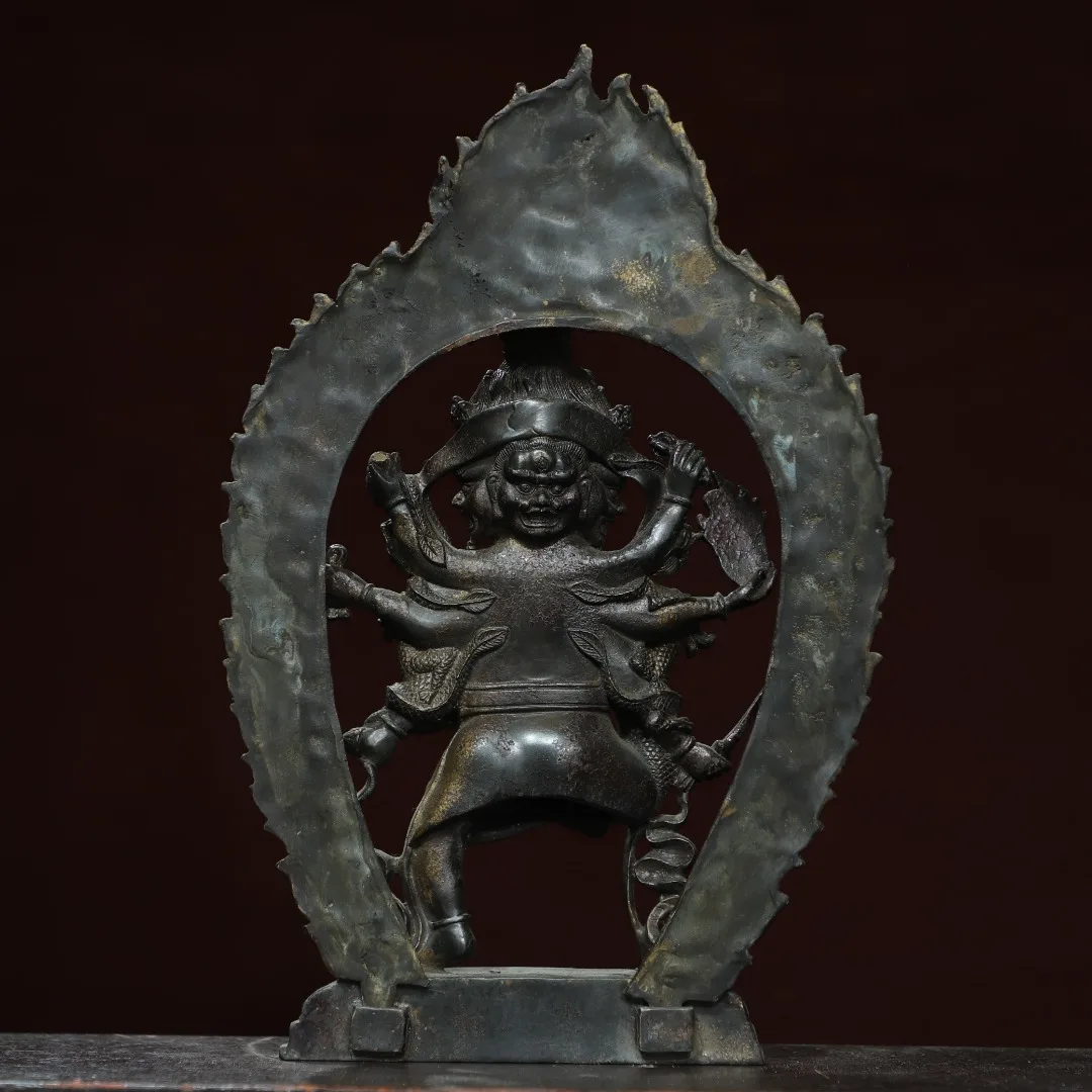 Home Worship of Religious Buddha Statue Bronze and Gold [Six Armed Maha Gara] Buddha Statue Size: Height 33cm, Width 22cm, Thick