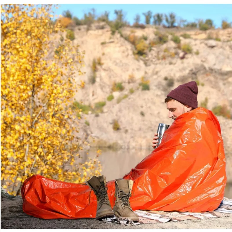 Emergency Blanket Outdoor Waterproof Thermal Insulation Survival First Aid Sleeping Bag Portable Rescue Thermal Blanket Camping