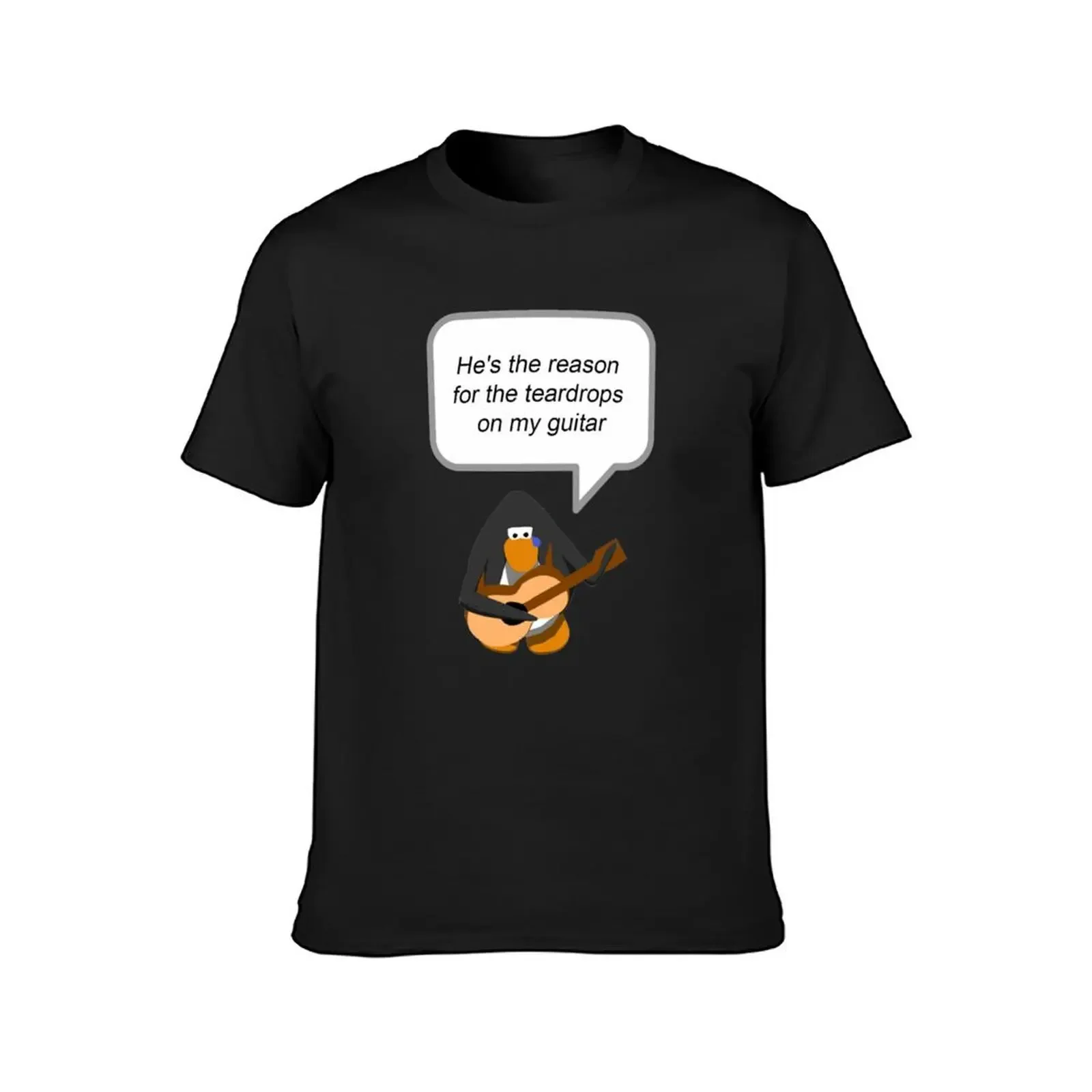 Teardrops on my Guitar - Club Penguin Sticker T-Shirt designer shirts kawaii clothes men clothing