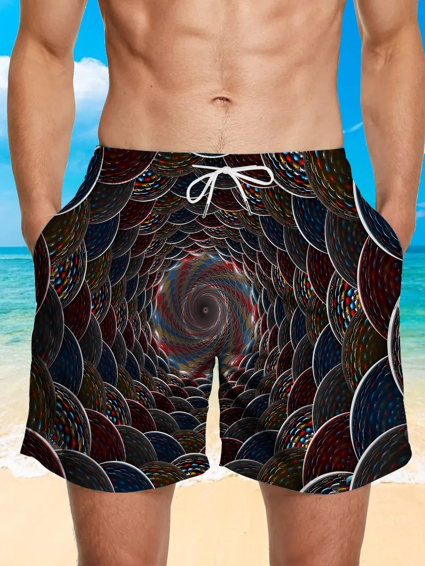 

Allover Digital Printing Board Shorts Men Quick Dry Polyester Casual Daily Shorts