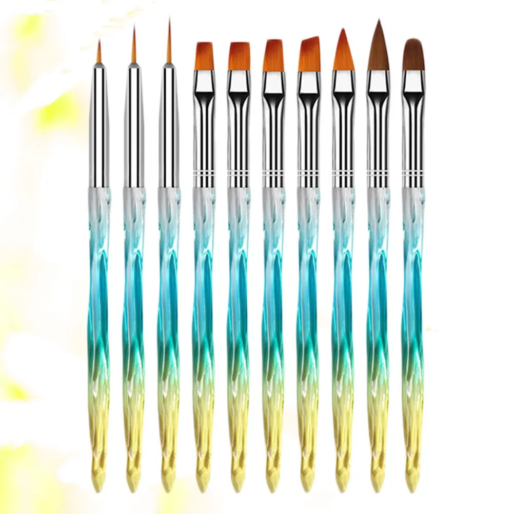 

10Pcs Nail Art Painting Pens Gradient Blue Ultra Thin Tip Brush for Fine Detail Lines Flowers DIY Nail Tool Manicure Supplies