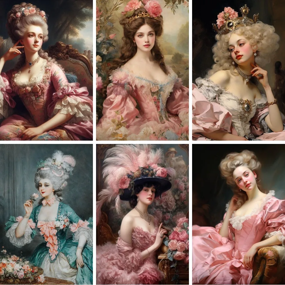 

DIY Diamond Painting Full Square Vintage Rococo Dress Lady Embroidery Picture of Rhinestones Aristocratic Aesthetic Wall Art