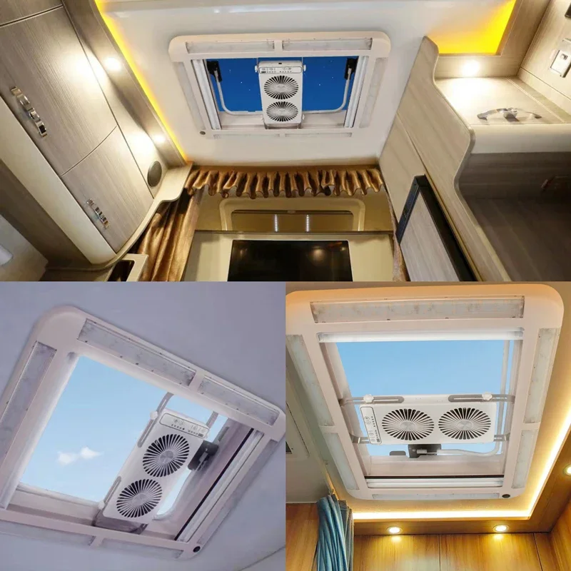 RV 12V Movable Portable Silent Car Window Fan Ventilation With Double Reversible Window Exhaust Fan For Caravan