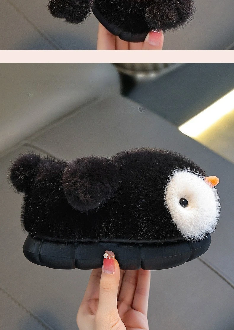 Niedliche Pinguin-Hausschuhe für Jungen und Mädchen aus Baumwolle, 2026 Neue Winter-Mode Kinder-EVA-Baumwollschuhe, Rutschfeste Warme Velours-Hausschuhe – Detail 4