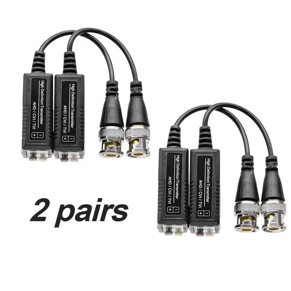 Twisted BNC CCTV Video Balun, transceptores passivos, UTP Balun, Cat5, AHD, CVI, TVI, 4pcs, 2 pares