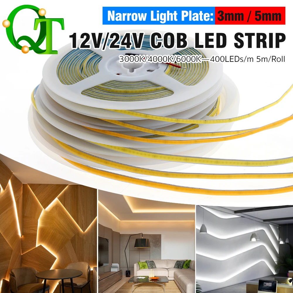 شريط إضاءة LED 12 فولت 24 فولت 3000 كيلو 4000 كيلو 6000 كيلو 3 مللي متر 5 مللي متر شريط إضاءة داخلي ضيق 5 متر/لفة