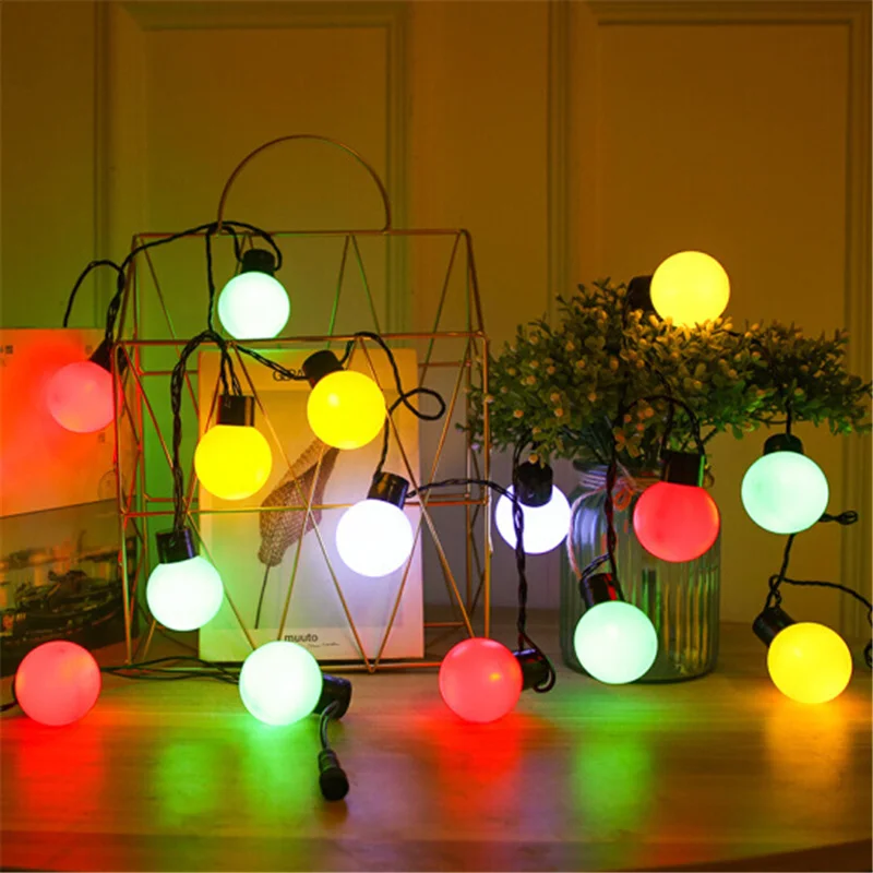 Tirvose 20led bola redonda lâmpada globo luz da corda 220v plugue da ue luzes de fadas natal ao ar livre para festa casamento decoração do jardim