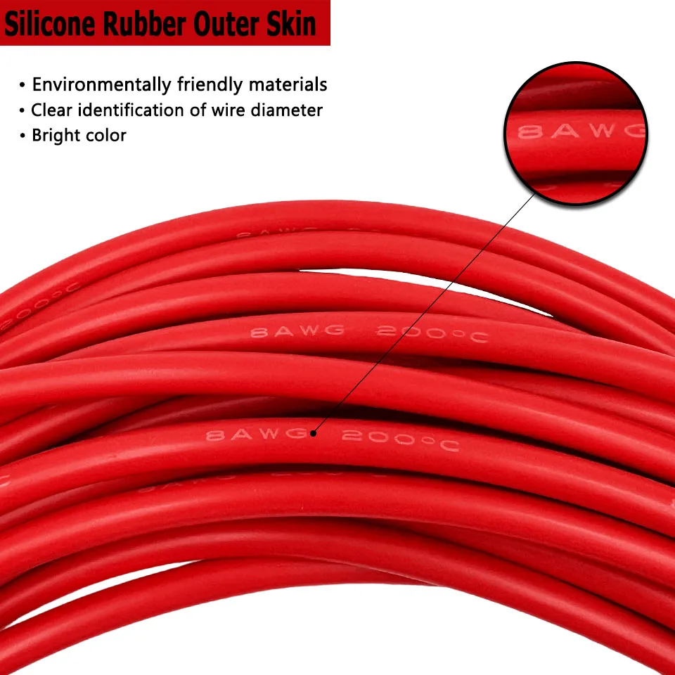 Flexible Tin-plated Copper Cable Red Black 10 12 14 16 AWG 1 5 10 20 Meters High Temperature household Extra Soft Silicone Wire