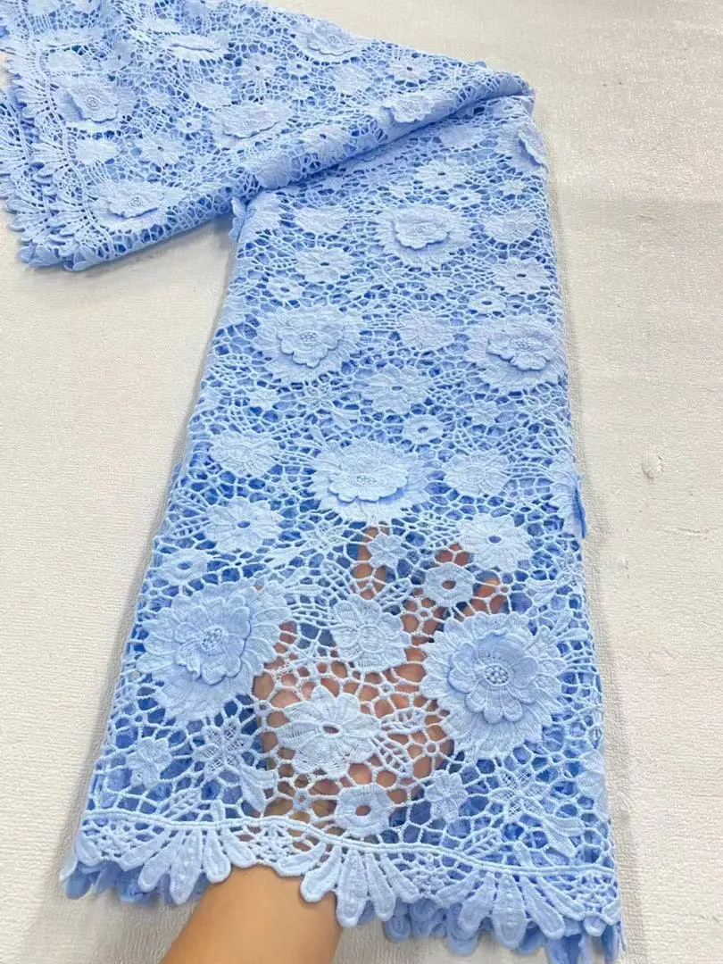 قماش دانتيل أفريقي، مواد أقمشة قطنية 100% للملابس، بالمتر، تطريز، 2025، فساتين الحفلات، تول، 5 ياردات