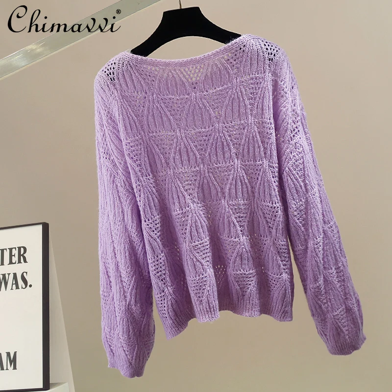 Корейский модный вязаный свитер с 3D цветком, свитер, милый женский свободный темпераментный пуловер с длинными рукавами для девочек, топ, новинка 2023 года