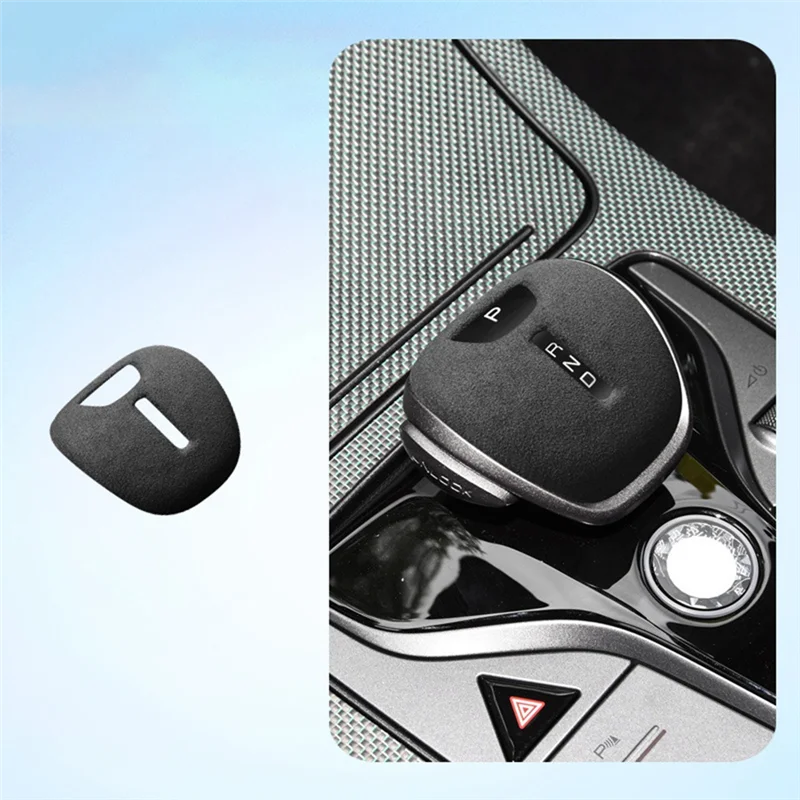 For BYD Han Gear Shifter Case Suede Leather Gear Knob Protector Cover Interior Modification Carbon Black