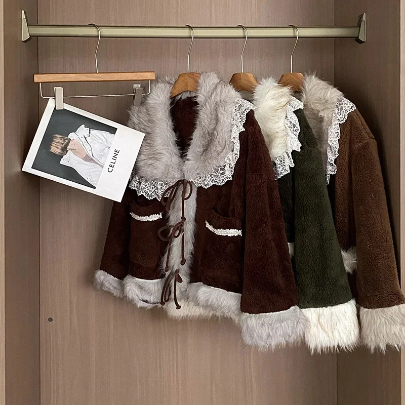 

Роскошное женское пальто, топ, зимняя мода, элегантный легкий комплект домашней одежды, модная одежда из трех предметов с кружевной отделкой, свободная куртка, топ, новинка