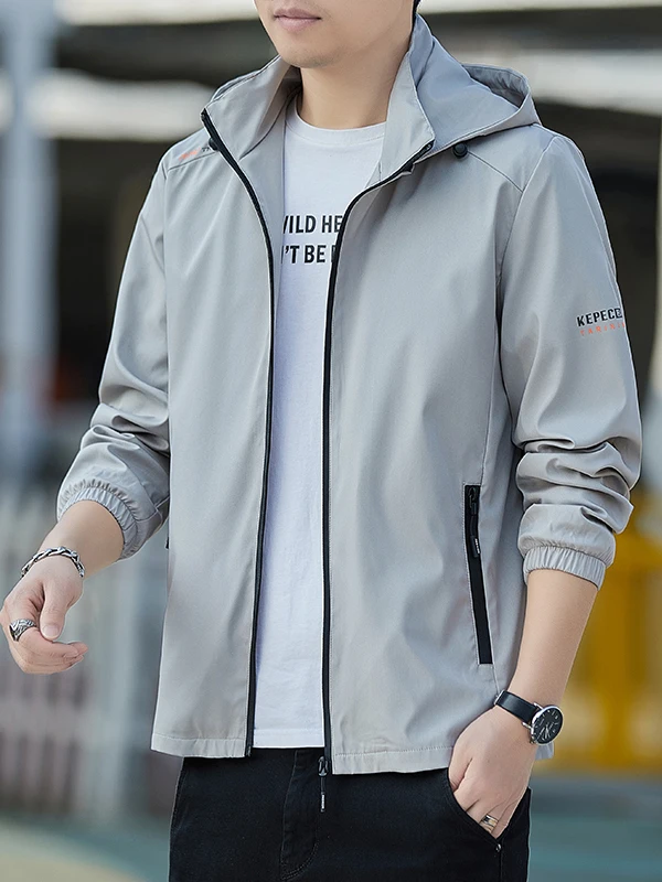 

Men's Hooded Fce Lined Jaet Casual Versatile Outdoor Workwear Jaet Trendy Sports Simple Modern Windbreaker Coat