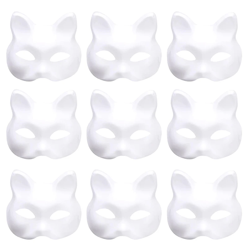 1PCS Hot Anime Pulp Japanese Mask Half Face Hand-painted Cat Fox Mask Anime Masquerade Halloween Festival Cosplay Prop 2024