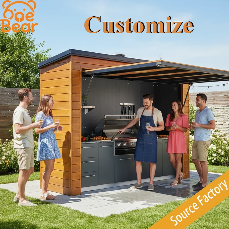 Outdoor Kitchen Complete Waterproof Modular Barbecue Grill, Portable Modular Stainless Steel Barbecue Grill.