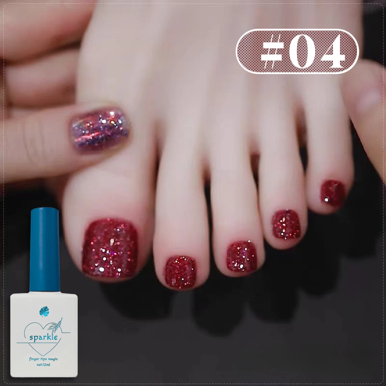 1-6PCS Flash Red Silver Purple Blue Green Diamond Gel Nail Polish 2025 Autumn and Winter Atmosphere Toenail Diamond Manicure