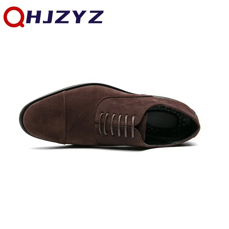 Black Men Dress Shoes Flock Derby 2023 Lace-up Handmade Men Business Casual Party Shoes Chaussures Pour Hommes Free Shipping