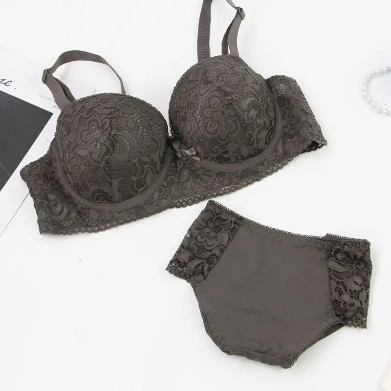 2025 nuevo sujetador con aros de punto Floral para mujer correas ajustables encaje Copa BC ropa interior Push Up minimizador lencería acolchada