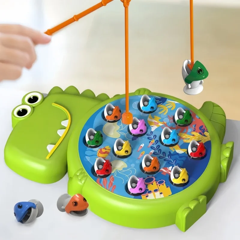 Dinosaur Simple Magnetic Fishing Toys Play Rod Game Toys for Children Baby Montessori with Rod Kids Educational No Rotating Gift