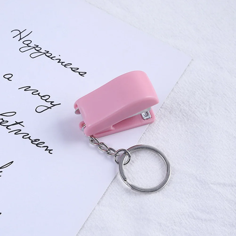 

Mini Keychain Portable Small Stapler Key Ring Plastic Stapler Pendant Hanging Book Binding Tool Office Supplies Bright