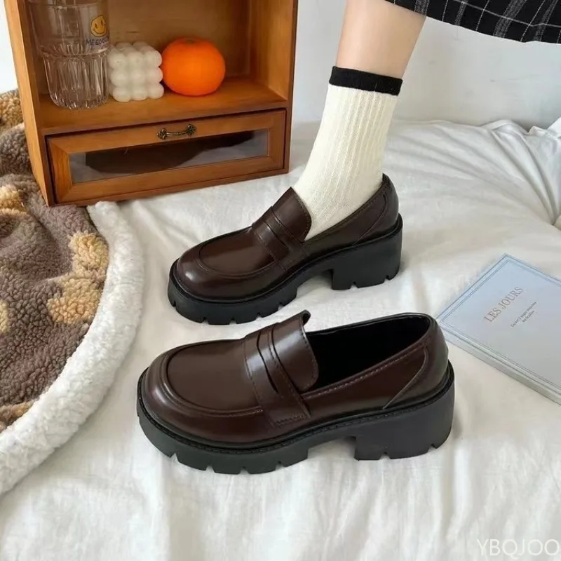 New plus size Womens Shoes Fashion thick soled loafers Height increasing slimming versatile shoes comfort vulcanized shoes