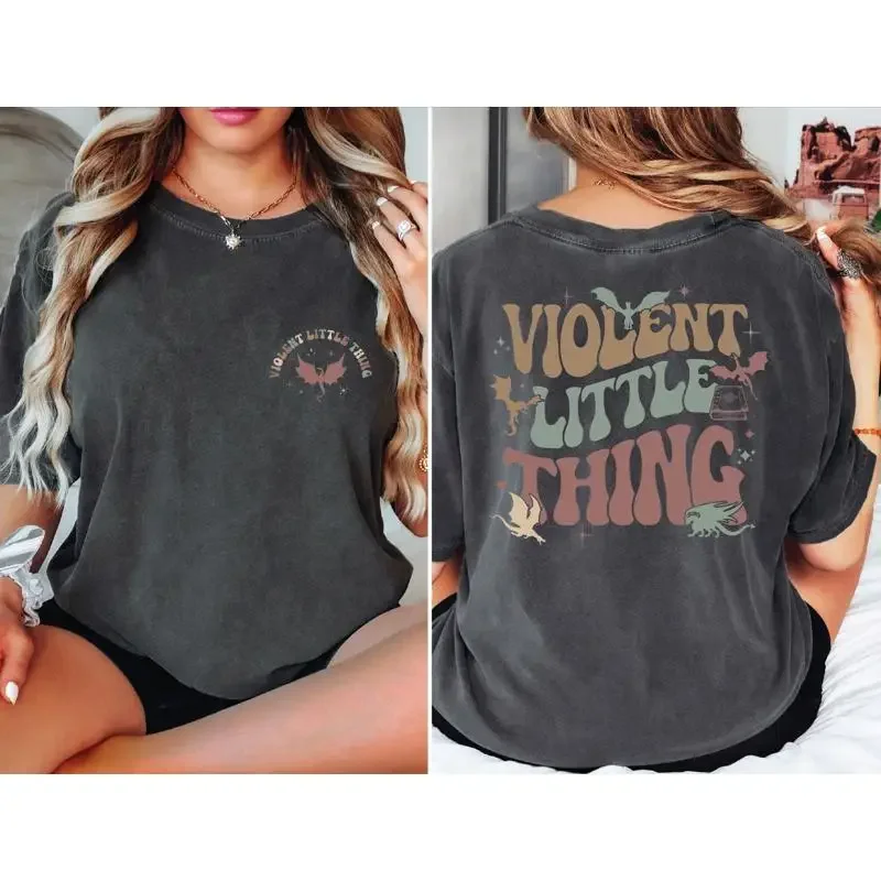 Camiseta de dos caras Comfort Colors Violent Little Thing, Fourth Wing Dragon Rider Riders Quadrant Basgiath L180