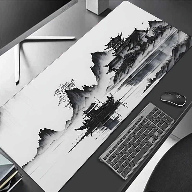 Large Game Mouse Pad Office MousePad Desk Mat Natural Rubber Anti-Slip HD 400x900 Keyboard Pad Landscape Ink Painting Gamer Rug