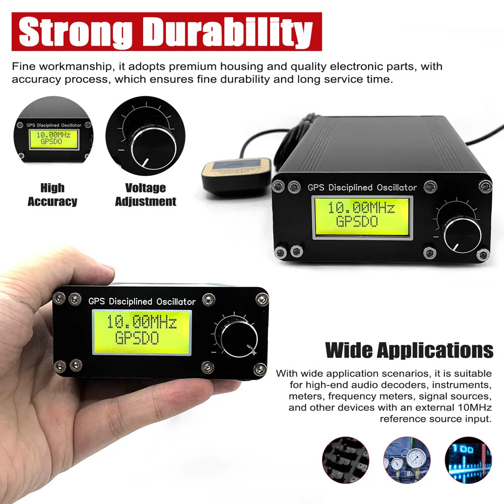 GPSDO 10MHz Frequency Signal Source Positioning System Square Wave GPS Disciplined Oscillator with LCD Display
