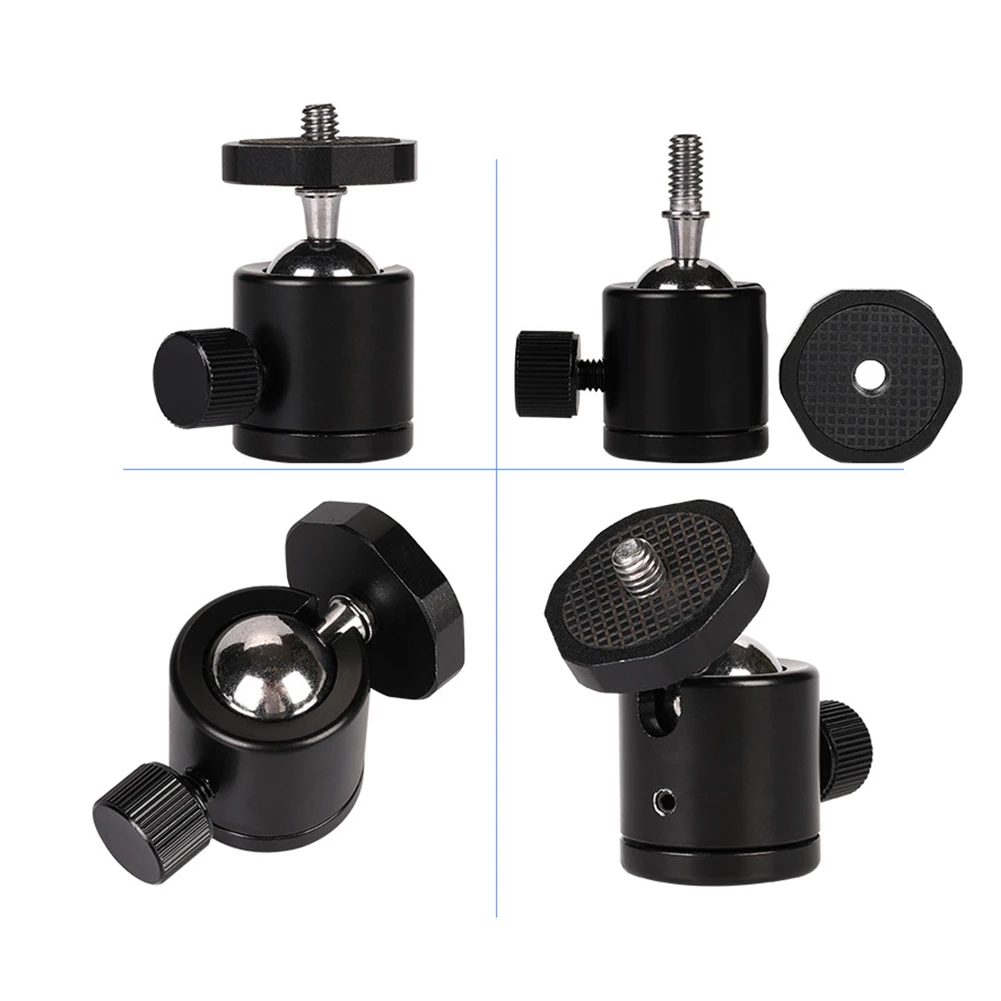 Tripod Ball Head Adapter Angle Adjustment 1/4in Screw Aluminum Alloy Microphone Flash Cold Shoe SLR Camera Tripod Accessories