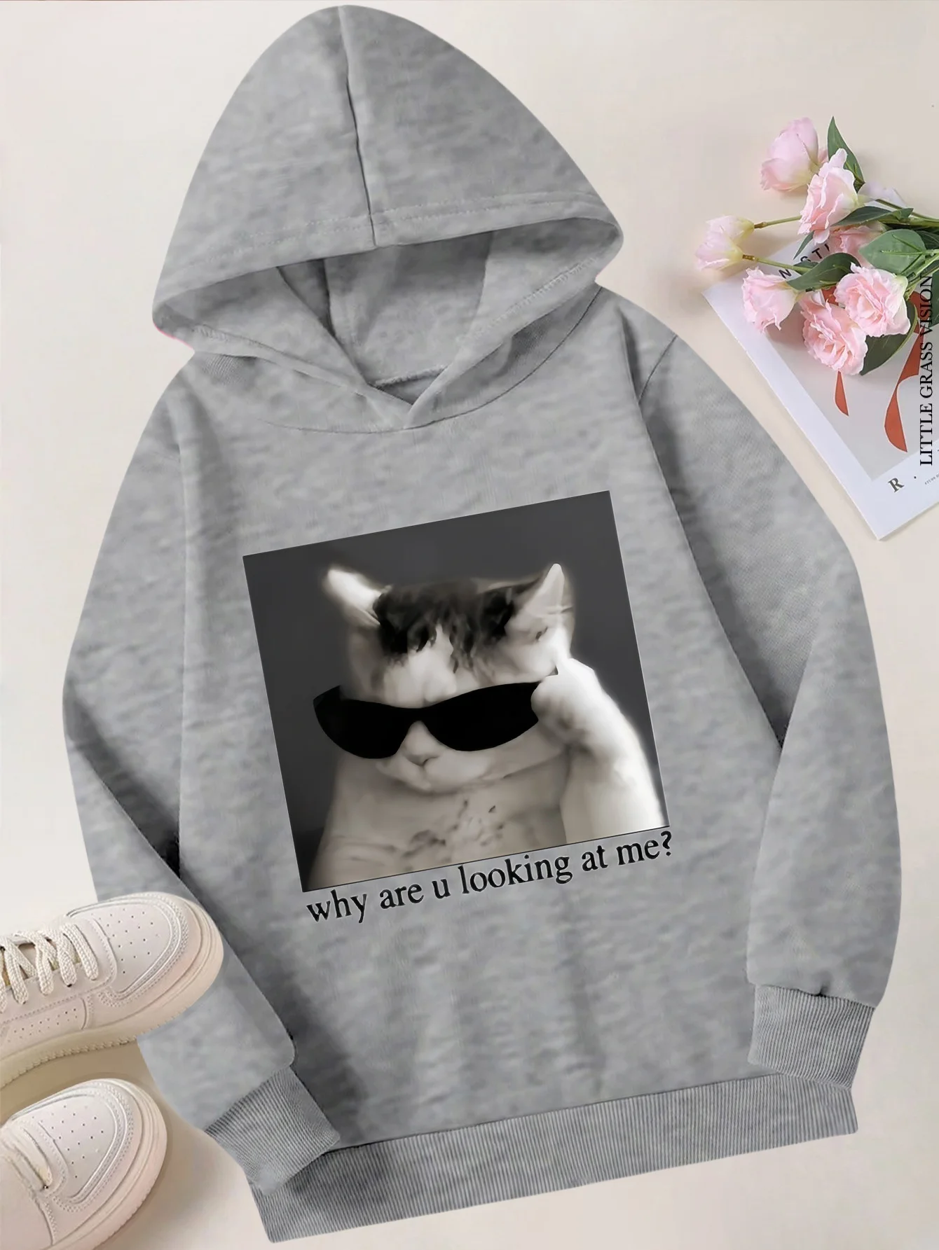 

Женская толстовка с капюшоном на осень/зиму, теплая и стильная, с принтом, модная повседневная толстовка в стиле хип-хоп, Harajuku, унисекс