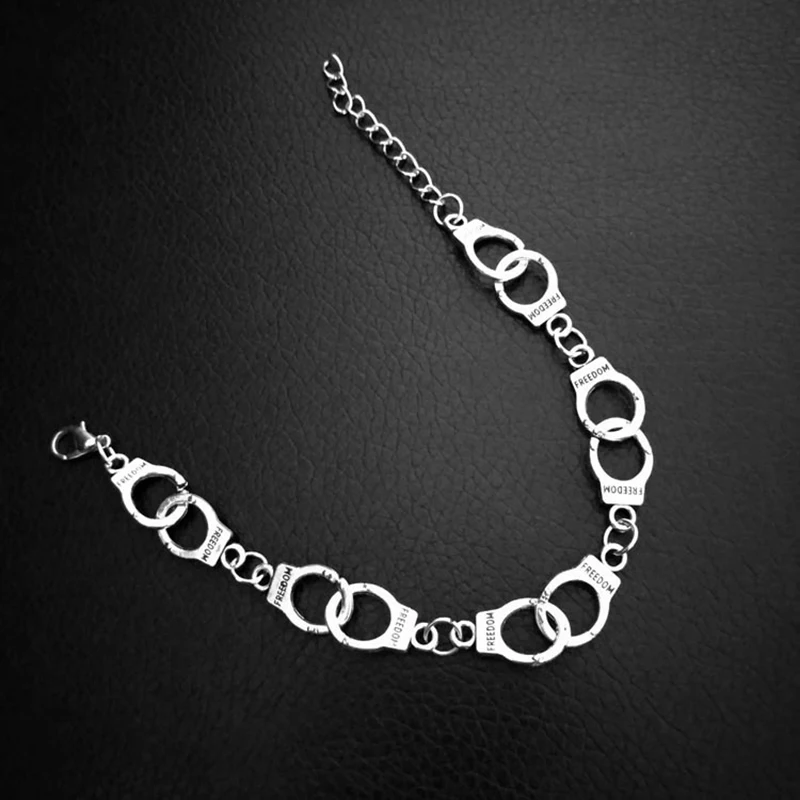 Pulseira jóias presente moda punk liberdade algemas pulseira amante casal corrente