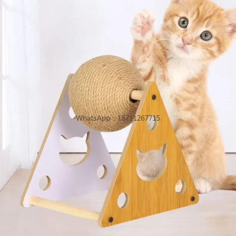 

Cat toy wooden cat scratching ball grinding claw hemp rope pet supplies