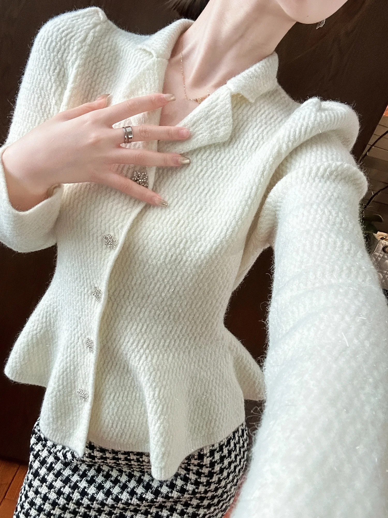 

Ele Knitted Open Cardigan Women's Faion Spring Autumn Wood ain Soft Comfortable Long Sve Casual Sle