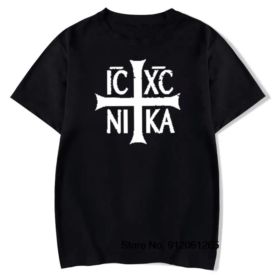 IC XC NIKA Christogram grafik adam Tshirt hıristiyan ortodoks inanç Tops yaz pamuk Harajuku tişört moda rahat gevşek Tee