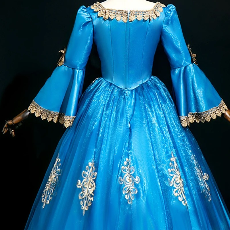 Chorus Court เครื่องแต่งกาย Lake Blue Drag Ball Host ภาพละครละครละครเครื่องแต่งกายละครชุดเจ้าหญิง Vestidos Fiesta De Lujo