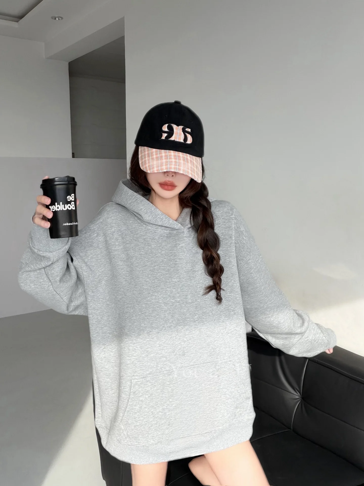 Moletom feminino solto cor roxa confortável longo sve tripulação ne moletom commute sle casual faion plus size top