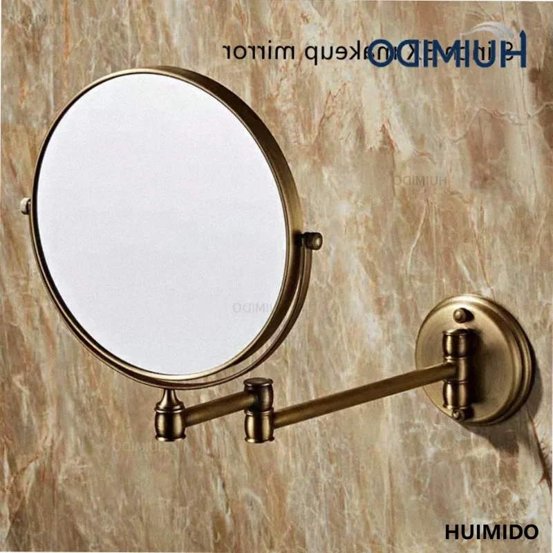 Black/Gold Brass Bathroom Mirror Wall Hanging Folding Vanity Mirror Telescopic Dual-Sided Magnifying Makeup Mirror for Beauty
