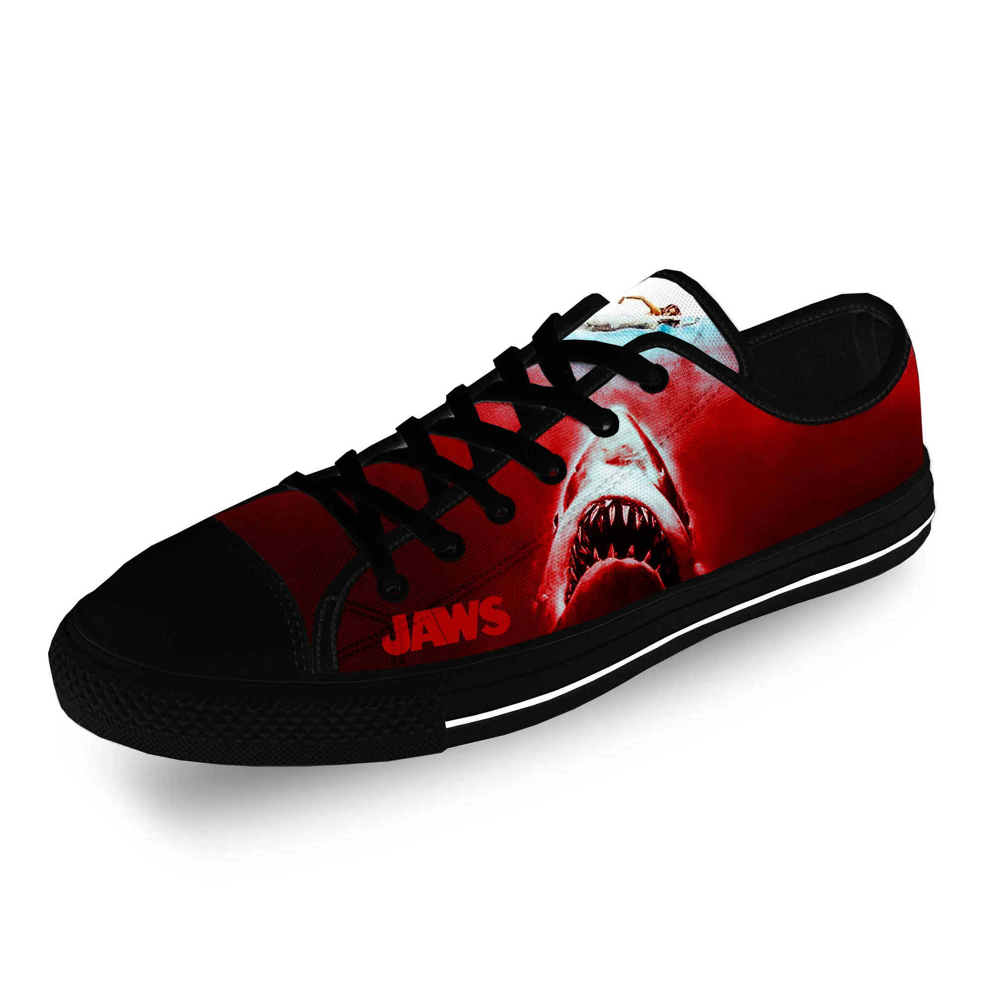 Jaws Movie Shark Horror Casual Funny Cloth 3D Print Low Top Canvas Fashion Shoes Men Women Lightweight Breathable Sneakers