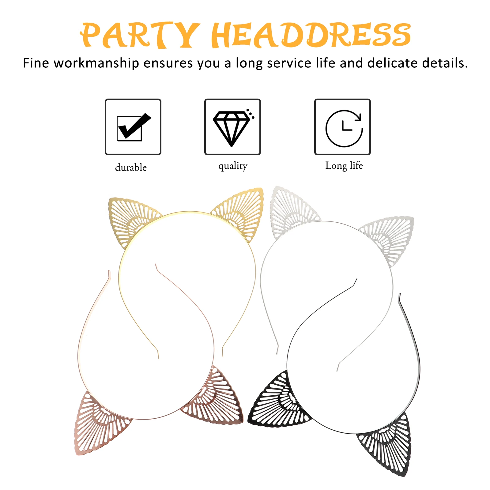 

4pcs Metal Cat Ear Hairband Adorable ry Headband For Cosplay Party Halloween Costume Accessories Adults Animal Ear
