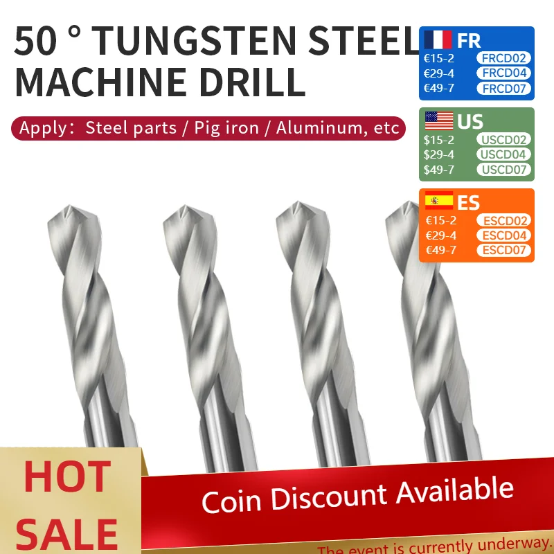 

1/5/10 шт. 50 градусов Концевая фреза из вольфрамовой стали D1.8 ~ D15.5 40 ~ 100L твердосплавные спиральные сверла для сверления металла с ЧПУ