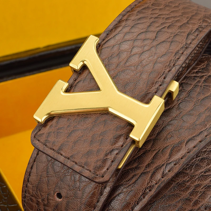 

Men's Y gold black famous belts genuine leather luxury brand soft buckle letter designer cowhide leather strap wide belt